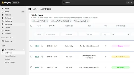 Lit Flow Status screenshot