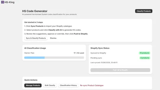 HS King: AI HS Code Generator screenshot