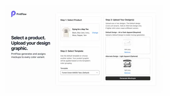 PrntFlow POD Mockup Uploader screenshot