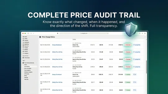 Price History &amp; Schedule screenshot