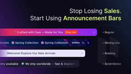 Pixotick Announcement Bar screenshot