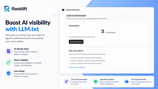 Ranklift: AI Ranking, SEO, GEO screenshot