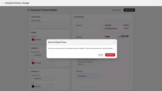Carti Checkout Theme Builder screenshot