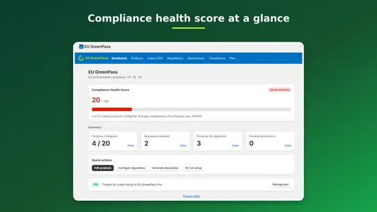 EU GreenPass Eco Compliance screenshot