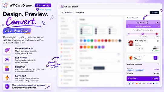 WT Cart Drawer ‑ Upsell &amp; Gift screenshot