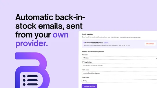 Back in Stock ‑ Backy screenshot