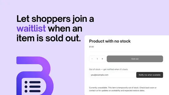 Back in Stock ‑ Backy screenshot