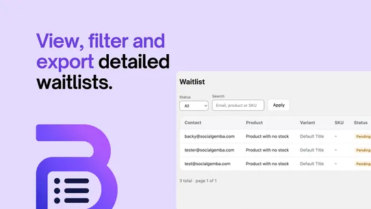 Back in Stock ‑ Backy screenshot