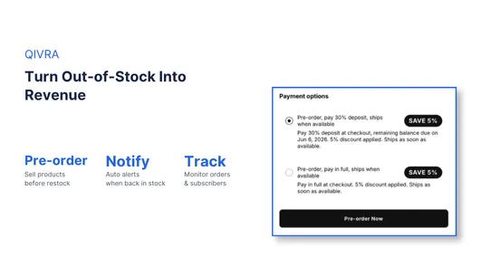 Qivra Pre‑order and Notify Me screenshot