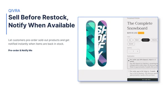 Qivra Pre‑order and Notify Me screenshot