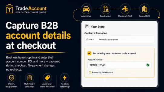 Trade Account Checkout screenshot