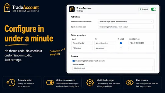 Trade Account Checkout screenshot