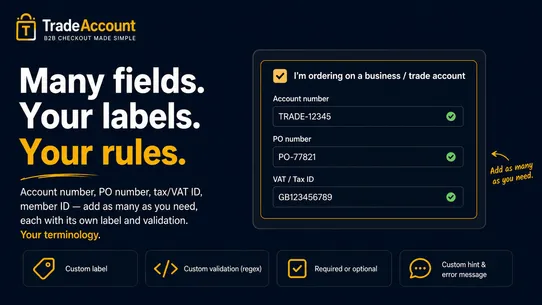 Trade Account Checkout screenshot
