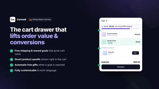 Cartwell: Upsell Cart Drawer screenshot