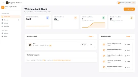 PugSync: AI‑Powered Blog Posts screenshot