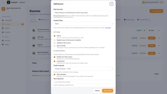PugSync: AI‑Powered Blog Posts screenshot