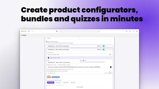 Setify ‑ Product Configurator screenshot