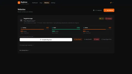 Bugsense screenshot