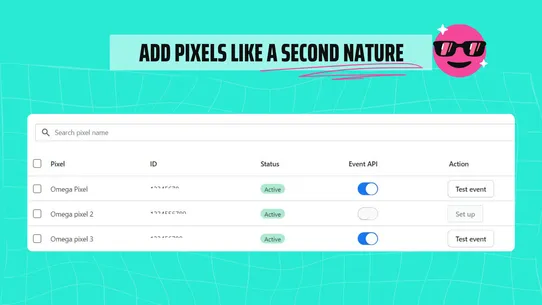 Omega ‑ Pixels &amp; Events API screenshot