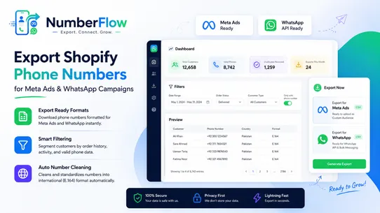 Numberflow ‑ Export Customers screenshot