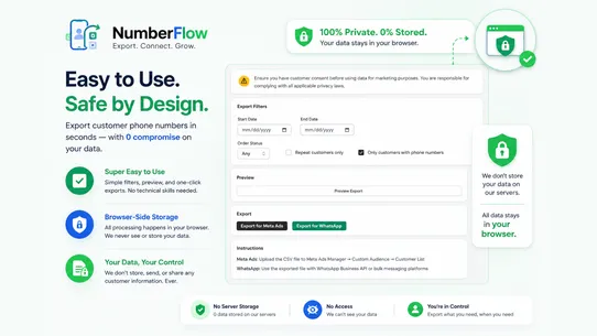 Numberflow ‑ Export Customers screenshot