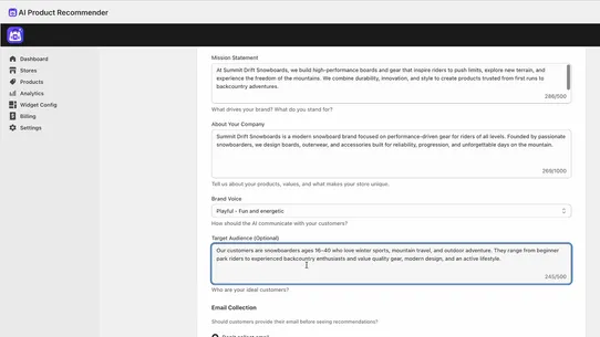 AI Product Recommender screenshot