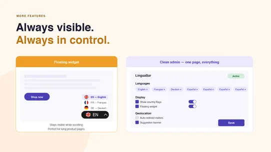 LinguaBar ‑ Language Switcher screenshot