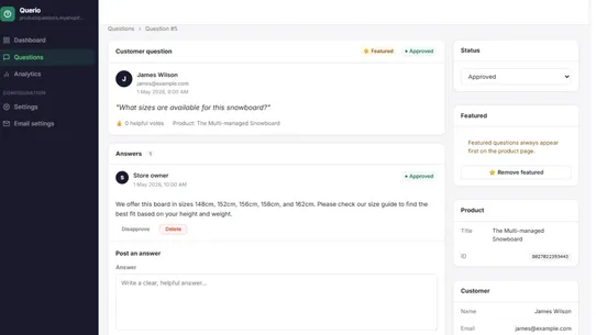 Querio ‑ Product Q&amp;A screenshot