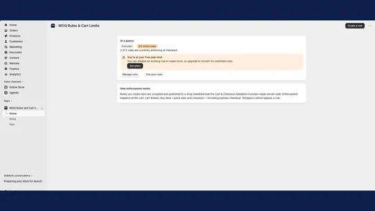 Solution Digest: MOQ Rules screenshot