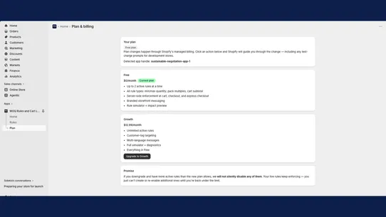 Solution Digest: MOQ Rules screenshot