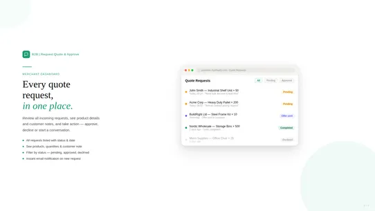 B2B | Request Quote &amp; Approve screenshot