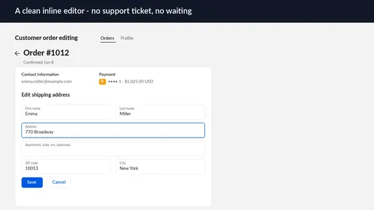 Customer Address Edit screenshot