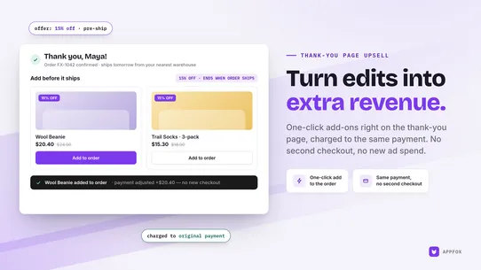 Appfox Order Editing &amp; Upsell screenshot