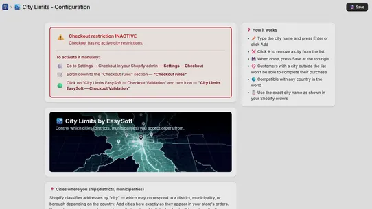 City Limits Delivery Restrict screenshot