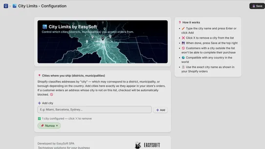 City Limits Delivery Restrict screenshot