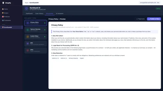 EuroGuard AI – GDPR Compliance screenshot