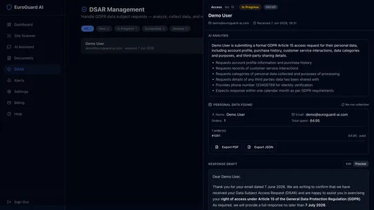 EuroGuard AI – GDPR Compliance screenshot