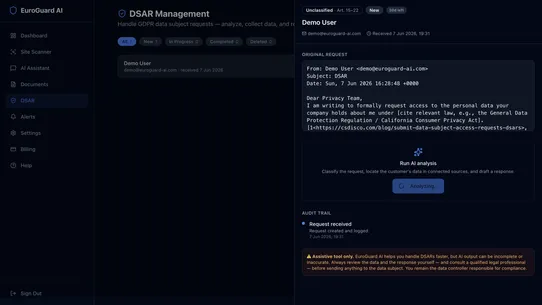 EuroGuard AI – GDPR Compliance screenshot