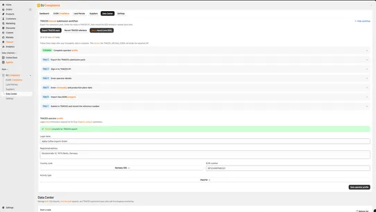 EU Compliance: EUDR/GPSR/DPP screenshot