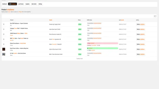 EU Compliance: EUDR/GPSR/DPP screenshot