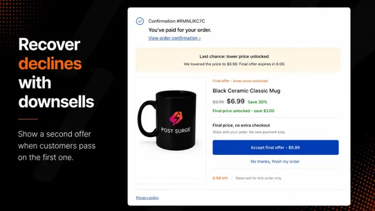 PostSurge Post Purchase Upsell screenshot