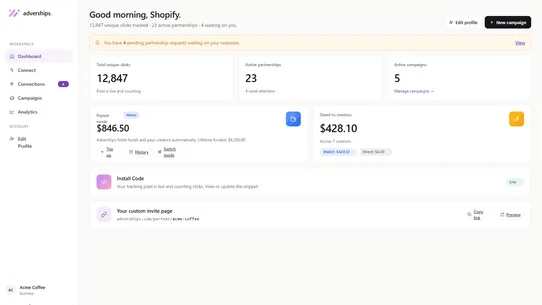 Adverships Affiliate Network screenshot