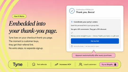 Tyne: Text Referral Program screenshot