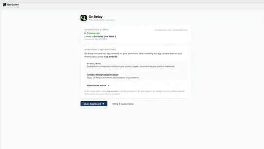 On Belay screenshot