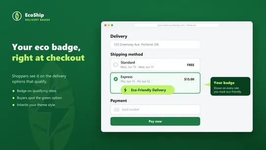 EcoShip ‑ Delivery Badge screenshot