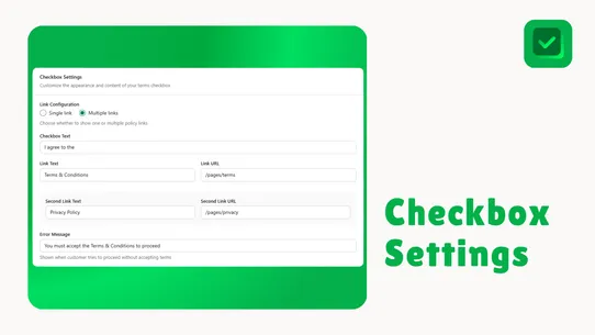 T&amp;C ‑ Terms Checkbox screenshot