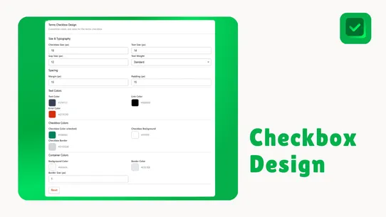 T&amp;C ‑ Terms Checkbox screenshot