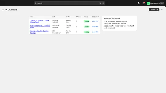 Lot Foundry: COA Vault screenshot
