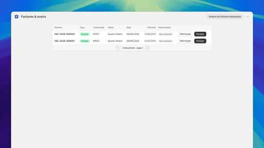 Facturation PDF screenshot