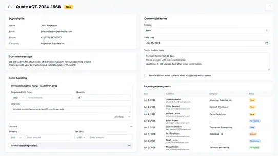 Quotelix RFQ screenshot